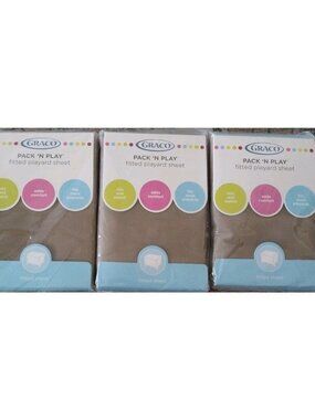 Graco Pack N Play Playard 27" x 39" fitted sheets Set Of 3, Camel